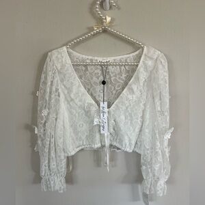 For Love & Lemons white lace Top